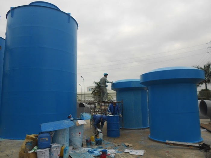 Bọc composite tháp hấp thụ khí thải nhà máy SoowungHQ - KCN Khai Sơn - Bắc Ninh