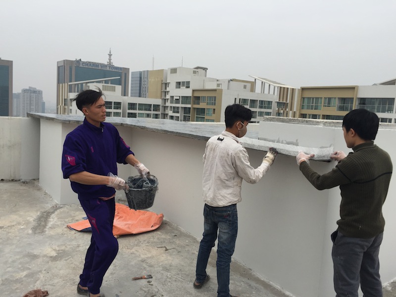 Bọc Composite bể tiểu cảnh, chống thấm mái, chống thấm tường cho Chung Cư Cao Cấp Mandarin Garden